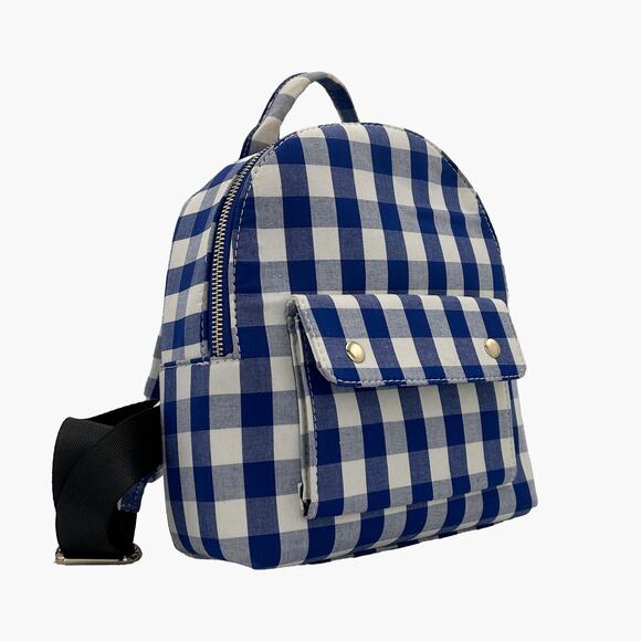 NWOT SKINNY DIP Plaid Mini Backpack (Blue/White) - Picture 3 of 13